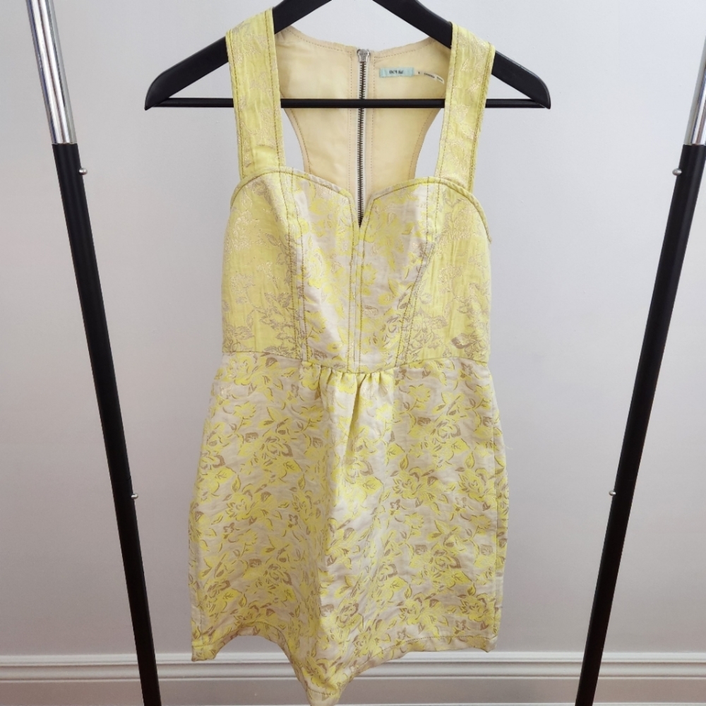 Dress, Kimchi Blue, Urban Outfitters, Size 6, yellow gold & cream